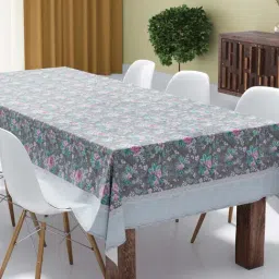 Bianca Grey & Pink PVC 6-Seater Rectangle Table Cloth - Set of 1-image-39