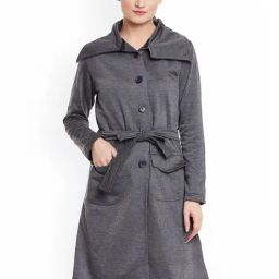 Belle Fille Dark Grey Textured Long Coat-image-40