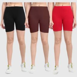 Gracit Black & Brown Cotton Sports Shorts - Pack Of 3-image-34
