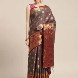 Mimosa Purple Silk Woven Saree With Unstitched Blouse-picture-45