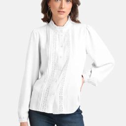 Kazo White Embroidered Shirt-image-78