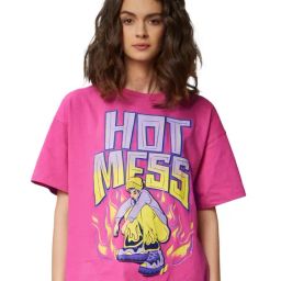 The Souled Store Pink Hot Mess Printed Oversized T-Shirt-image-67