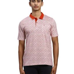 ColorPlus Orange Cotton Classic Fit Printed Polo T-Shirt-picture-43
