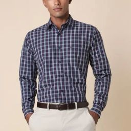 Allen Solly Navy Slim Fit Checks Shirt-image-97