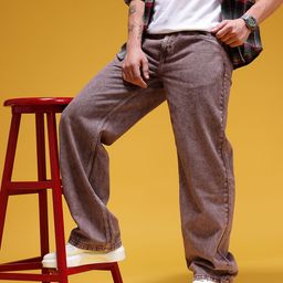 HERE&NOW Men Pure Cotton Baggy Fit Mid-Rise Jeans-picture-28