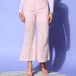 PANIT Women  Pink Solid Wide Leg Trousers-image-28