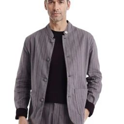 Rare Rabbit Purple Regular Fit Stripes Jacket-16