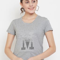 Camey Women Grey Printed Round Neck T-shirt-image-20