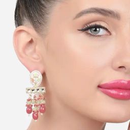 Zaveri Pearls Multicolor Meenakari Cluster Beads Embellished Kundan Ethnic Drop Earring-ZPFK15639-25