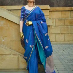 Odette Blue Woven Design Saree-image-71