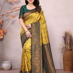 Shriyangan Ethnic Motif Woven Design Zari Pure Silk Kanjeevaram Saree-image-97