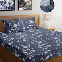 Myntra Elegant Homes Teal & Sea Green Printed 300 TC King Bedsheet Set 2.70 m x 2.70 m-1