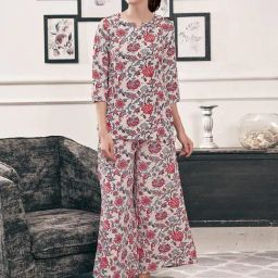 SELVIA Cream & Red Floral Print Co-Ord Set-picture-2