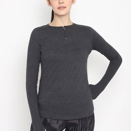 appulse Women Charcoal Grey Solid Round Neck T-shirt-image-71
