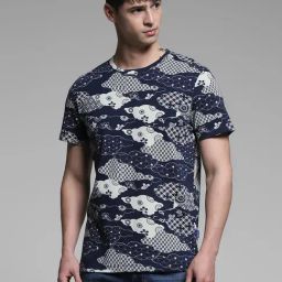 Jack & Jones Blue Cotton Regular Fit Printed T-Shirt-image-71