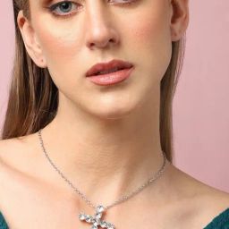 SOHI Green Designer Stone Necklace-image-55