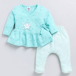 YK X Tinyo Infants Girls Printed Cotton Wrap Top with Diaper Pants-picture-11