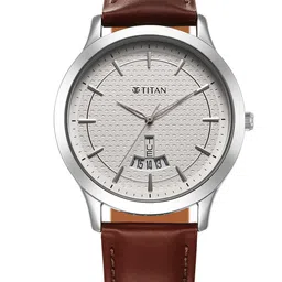 Titan Men Brass Dial & Leather Straps Analogue Watch1825SL15-14