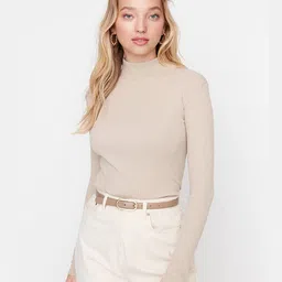 Trendyol Women Solid High Neck Long Sleeves Top-picture-19