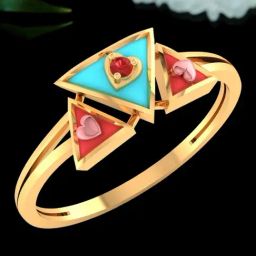 P.C. Chandra Jewellers 22KT Yellow Gold Ring Triangular Geometric Patterns on Top For Women & Girls-8
