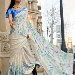 Odette Cream Floral Printed Saree-image-80