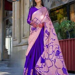Odette Pink & Purple Printed Saree-picture-42