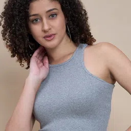 The Roadster Life style Co. Grey Sleeveless Crop Top-picture-21