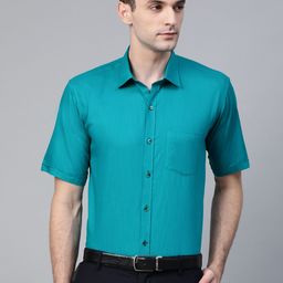 MANQ Men Blue Solid Semi-Slim Fit Formal Shirt-image-20
