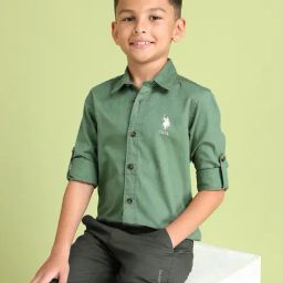 U.S. Polo Assn. Boys Green Cotton Shirt-picture-13