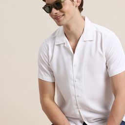 HERE&NOW Opaque Textured Casual Shirt-image-28