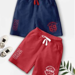 Codez Boys Navy & Red Printed Shorts image 1