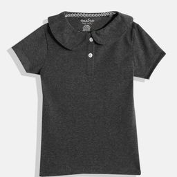 METRO KIDS COMPANY Girls Grey Melange Polo Collar T-shirt-image-55