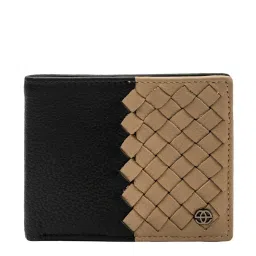Eske Black & Taupe Textured Bi-Fold Wallet for Men image 1