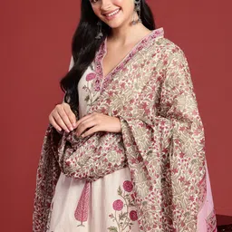 Anouk Floral Printed Mirror Work Pure Cotton Kurta with Trousers & With Dupatta-13