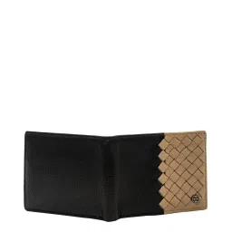 Eske Black & Taupe Textured Bi-Fold Wallet for Men image 5