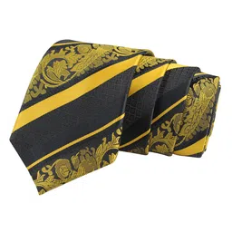 PELUCHE Unisex Blue & Yellow Printed Broad Tie-picture-30