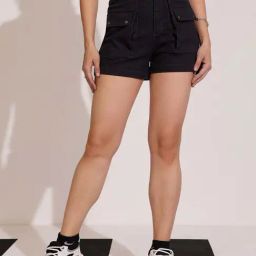 Dolce Crudo Black Flared Fit Shorts-image-68