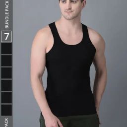 Dollar Bigboss Black Cotton Regular Fit Vest - Pack Of 7-image-72