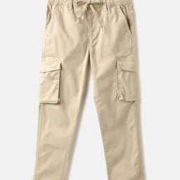 United Colors of Benetton Boys Beige Solid Cargo Pants-image-52