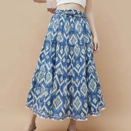 Colour Me by Melange Blue Printed Skirt-image-70
