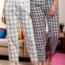 Kryptic White & Tan Cotton Relaxed Fit Printed Lounge Pant - Pack of 2-image-13