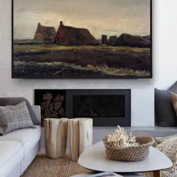 The Art House Green Farmhouse Near Hoogeveen By Van Gogh Framed Wall Painting - 34 x 24 Inch-picture-36