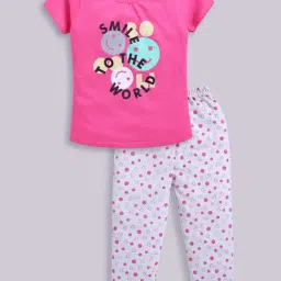 Todd N Teen Kids Pink Cotton Printed T-Shirts & Pajamas Set-picture-2