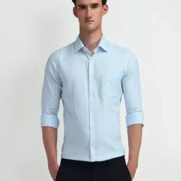 Arrow Blue Cotton Slim Fit Texture Shirt-picture-1