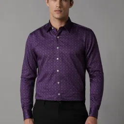 Louis Philippe Purple Cotton Slim Fit Printed Shirt-picture-42