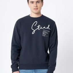 Red Tape Navy Blue Regular Fit Graphic Sweatshirt-17