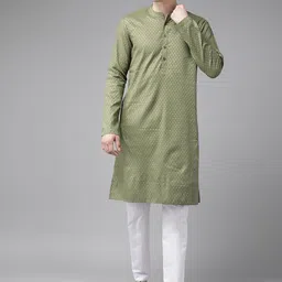 See Designs Men Ethnic Motifs Printed Pure Cotton Kurta With Pyjamas-picture-42
