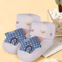 Baby Moo Infants Applique Embellished Soft And Comfortable Anti-Slip Cotton Socks Booties-87