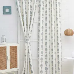 Ariana Aqua Polyester 2 In 1 Pearl Blackout 7 ft Curtain-image-43