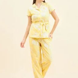 Sweet Dreams Yellow Geometric Print Shirt With Pyjamas-picture-24